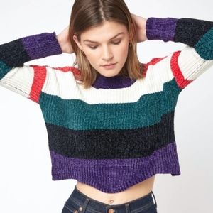 Luv Lane Cropped Sweater strips pattern
